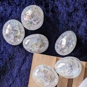 🩷 Angel Aura ☀️ Titanium Crackle Quartz tumbled Gem stones SET 🩵